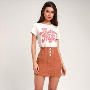 FREE PEOPLE 4 Every Minute Every Hour Boho Button Mini Skirt Terra Cotta Woven